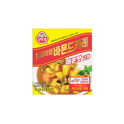 오뚜기 프리미엄바몬드카레 고형 매운맛 100G (1BOX-18EA)